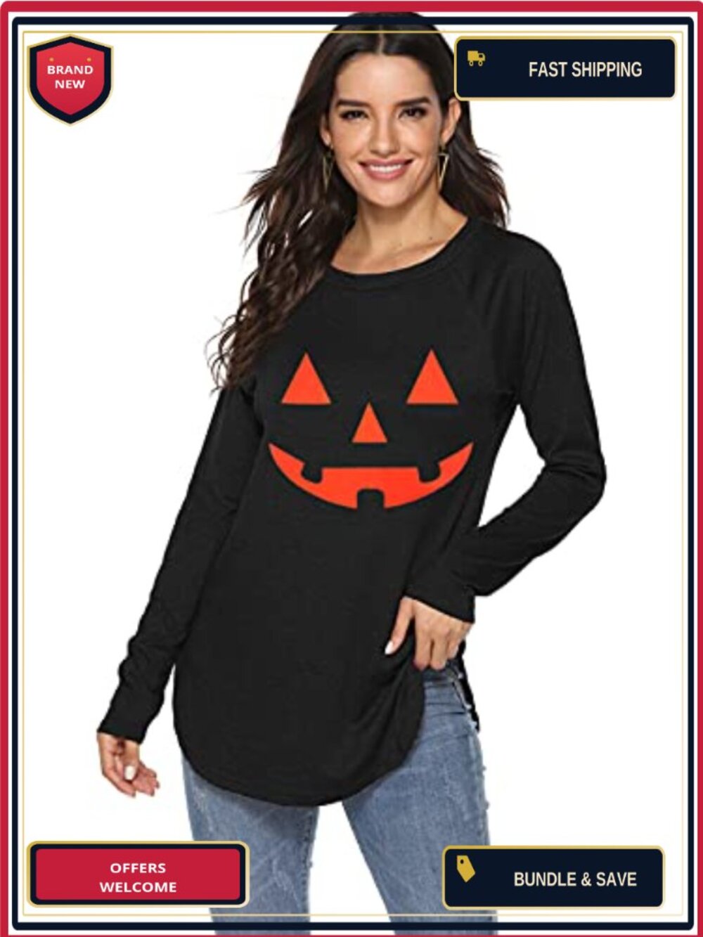 Women's Batwing Long Sleeve Tunic Top Loose Flowy Layering Fall Shirt - Picture 3 of 6